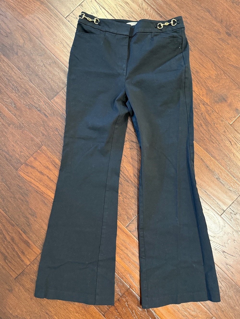 ✨LOFT✨ Sutton Flare Work Pants with Gold Chain Accent